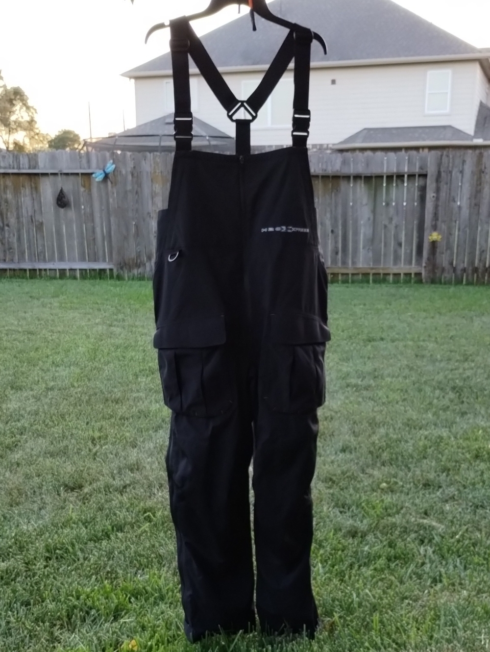 H2O Xpress Black SoftShell Fishing Bib Overalls with Adjustable Suspender Size L